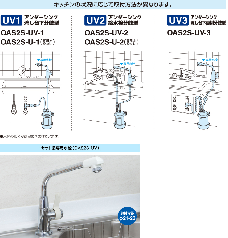 ベビーグッズも大集合 キッツ OAS2S-UV-2 オアシックス 家庭用I型浄水器 アンダーシンク 給水栓分岐型 専用水栓付  