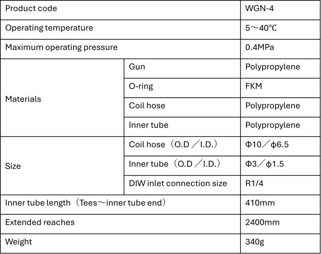 画像: DI (Deionized Water) Gunの仕様